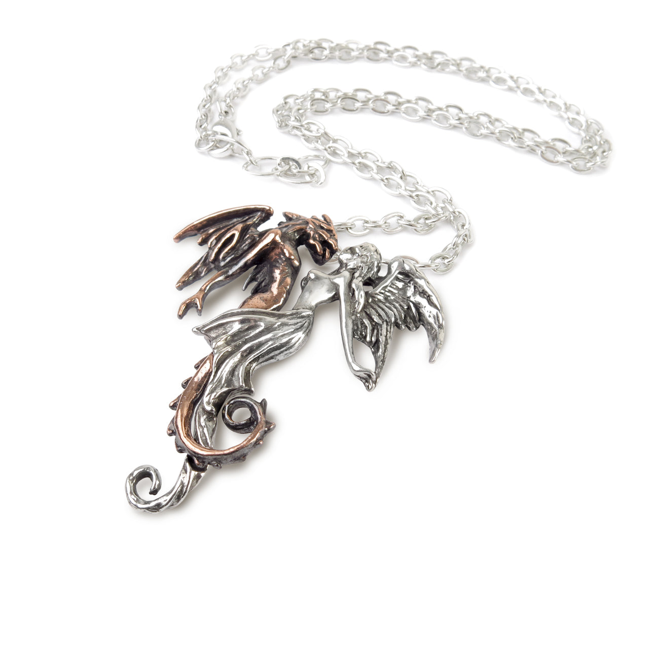 Bronze Dragon And The Silver Lady Pendant with chain