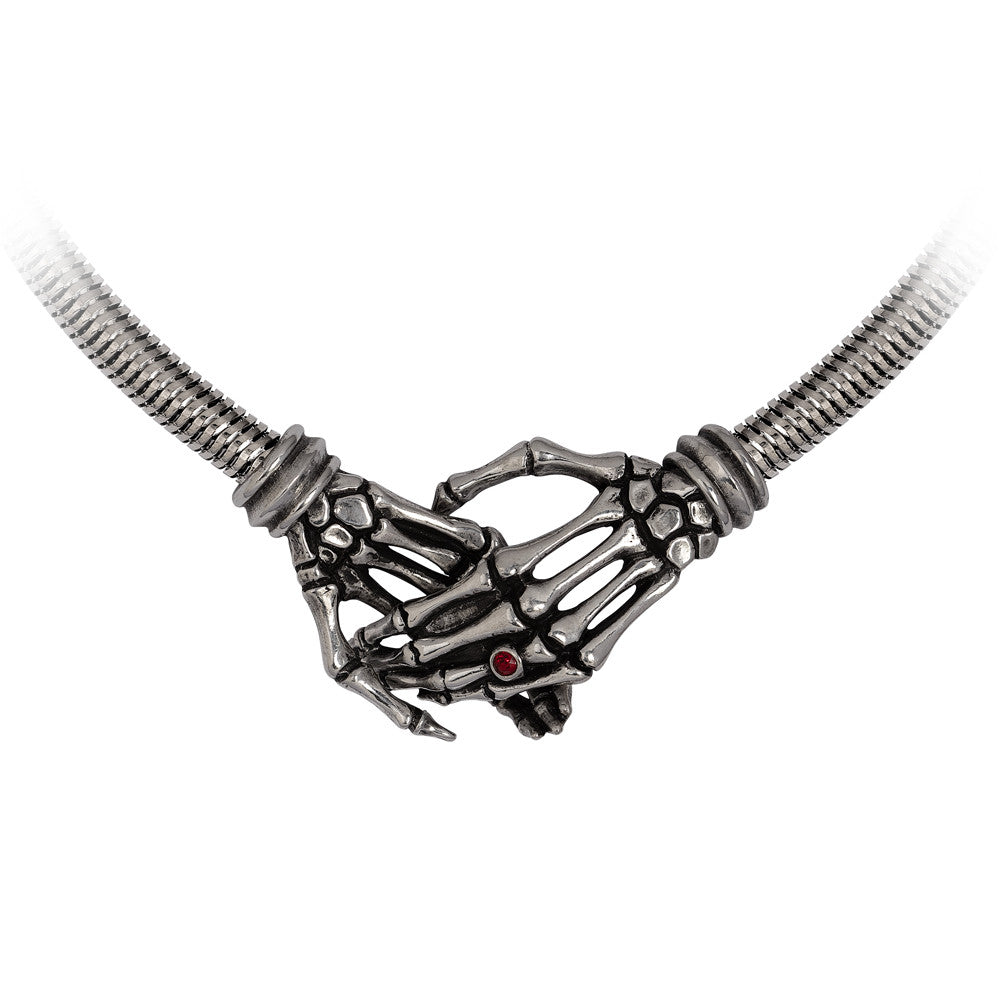 Clasping Skeleton Hands Necklace