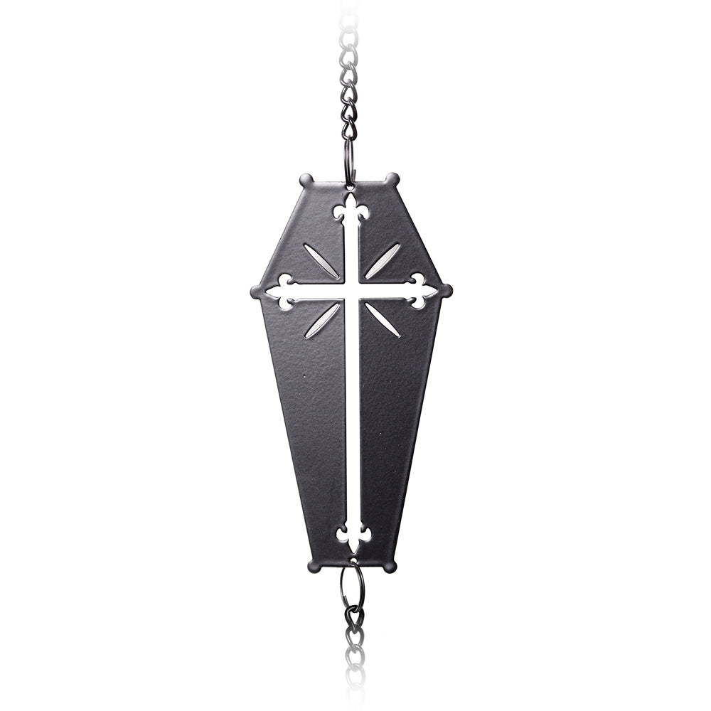 Coffin With Cross Hanging Decoration close up