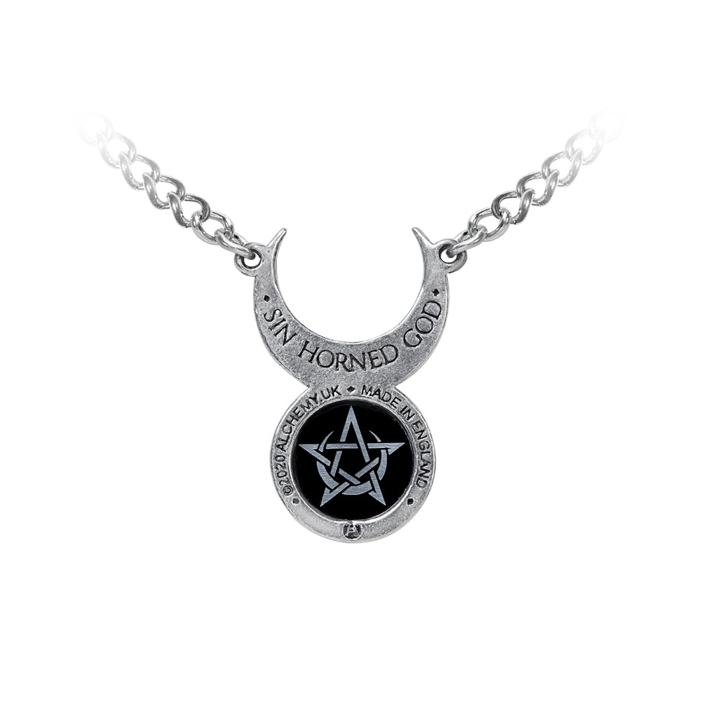 Crescent Moon And Pentagram Necklace close up back