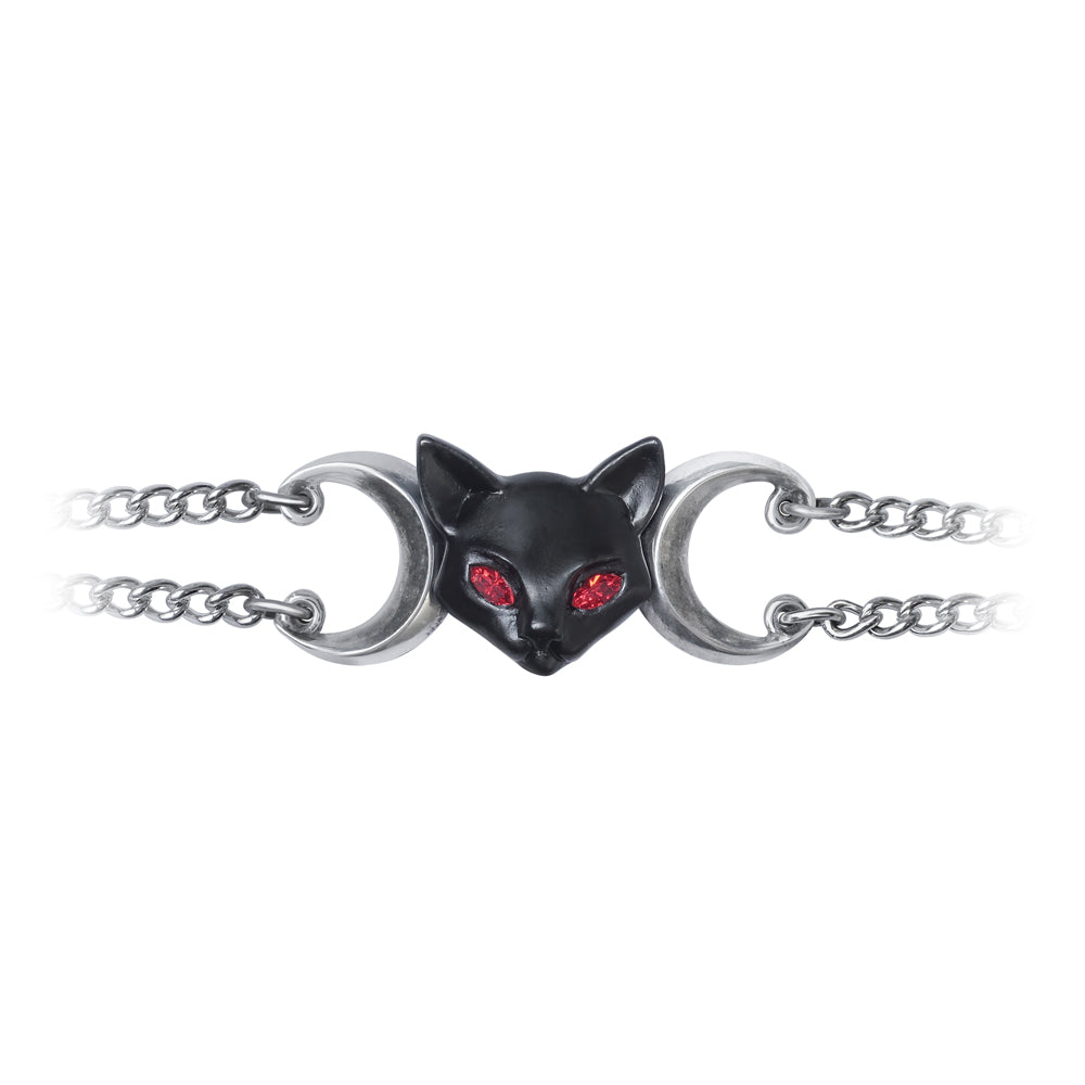 Crescent black cat Bracelet Close Up