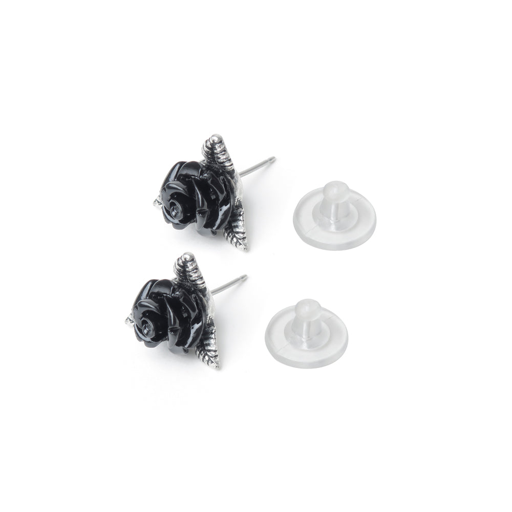 Dark Rose Ear Studs with back piece 