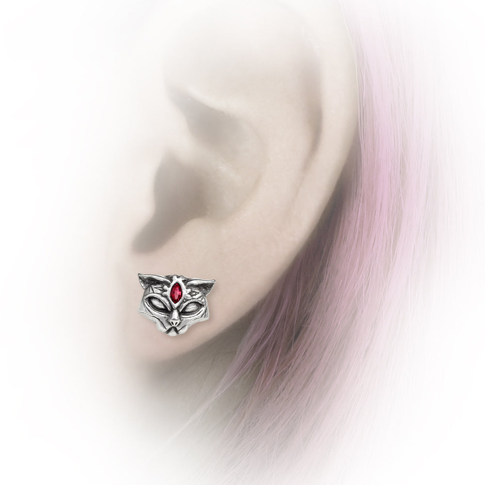 Egyptian Cat Earrings on ear