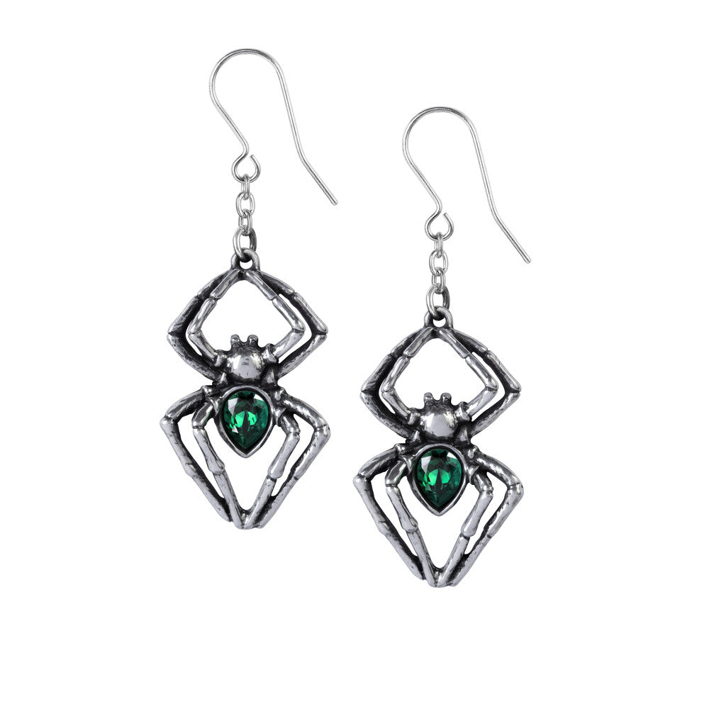 Emerald Venom Spider Earrings