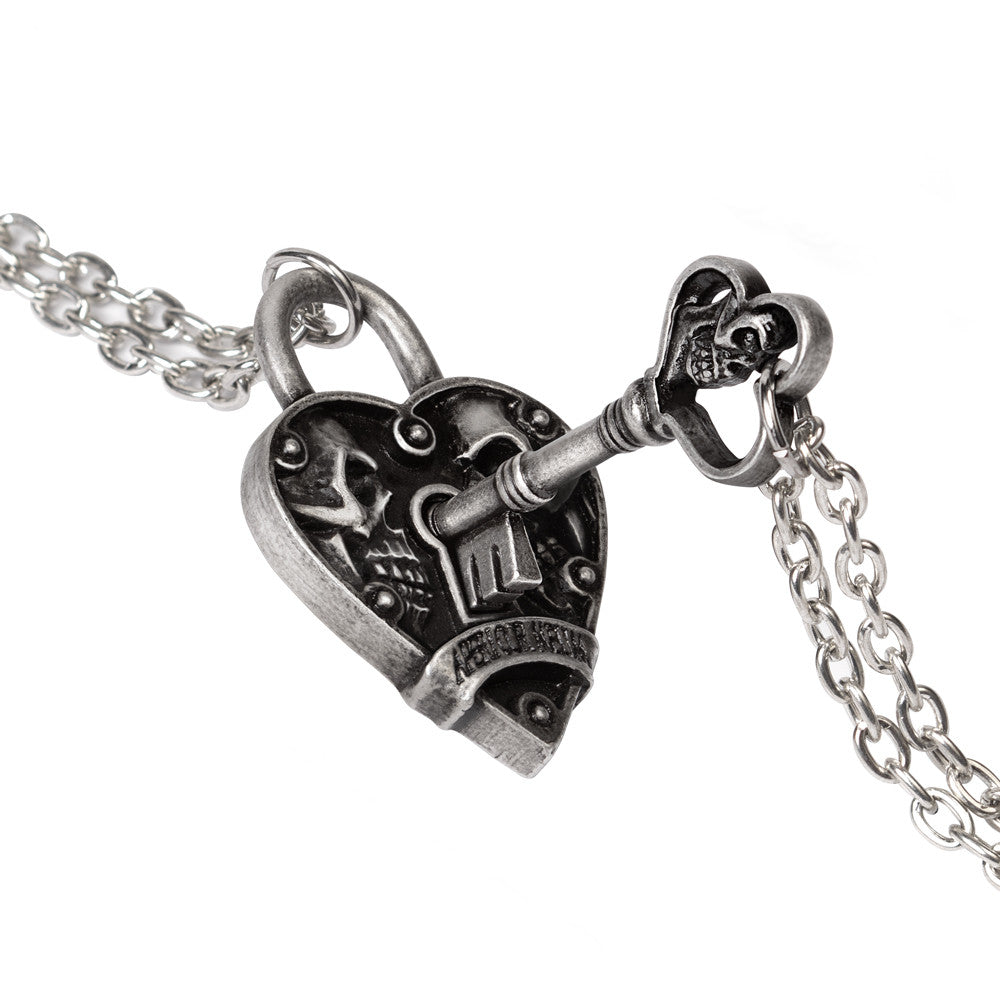 Eternal Love Key And Padlock Couples Pendant key inserted 