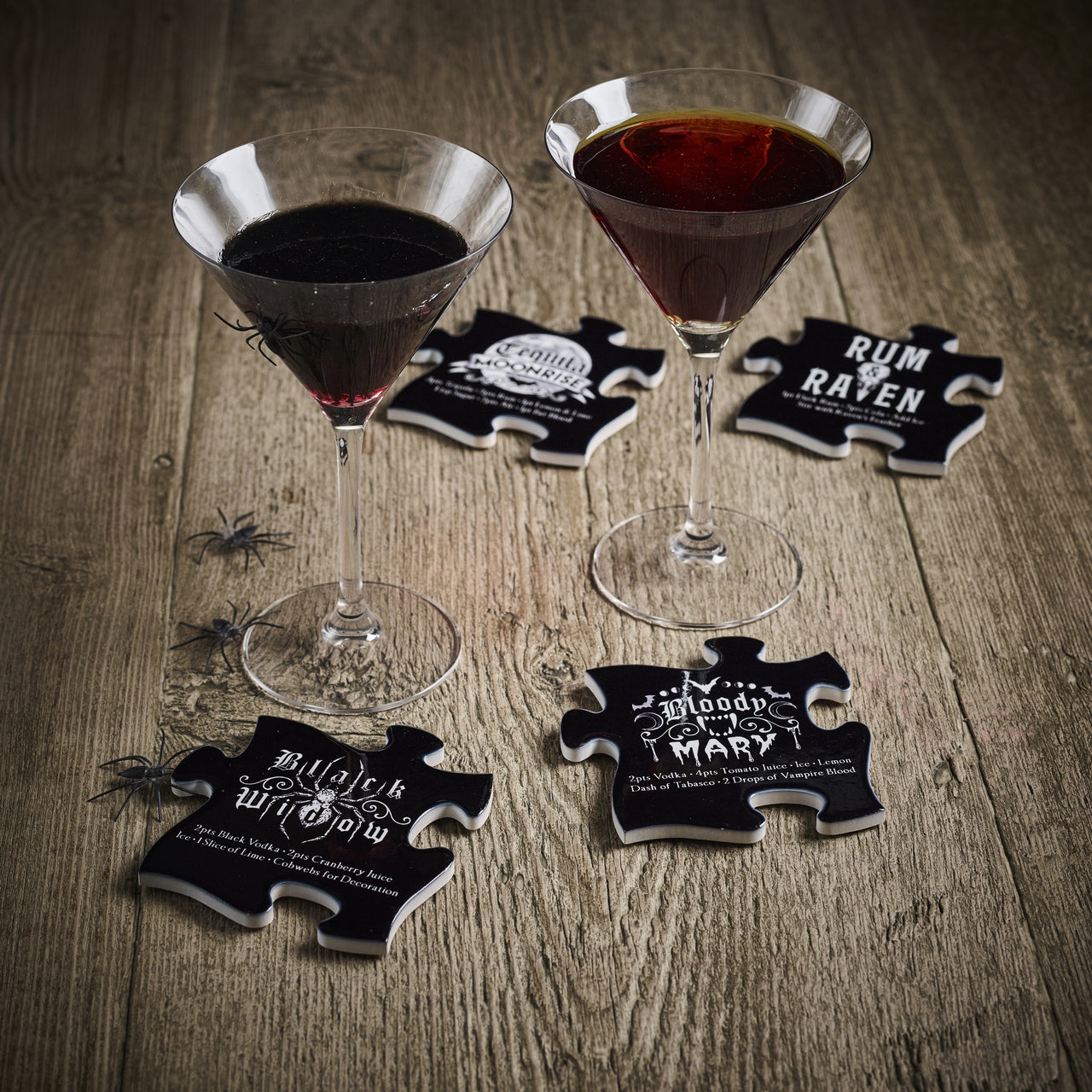 Gothic Cocktail Coaster Set With drinks