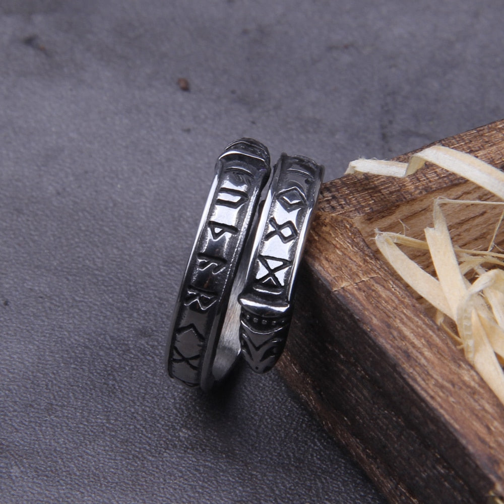 Twisted Viking Runic Rings top view
