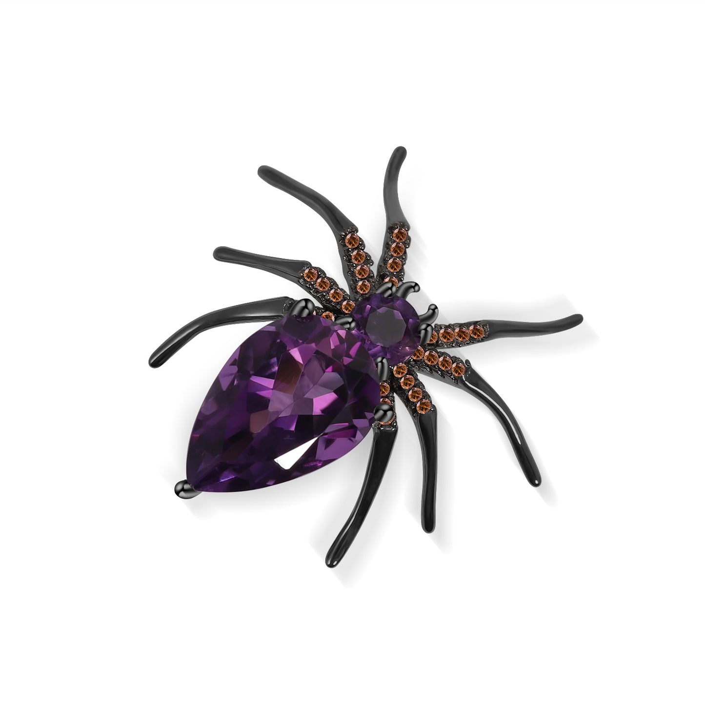 Amethyst Gemstone Spider Brooch