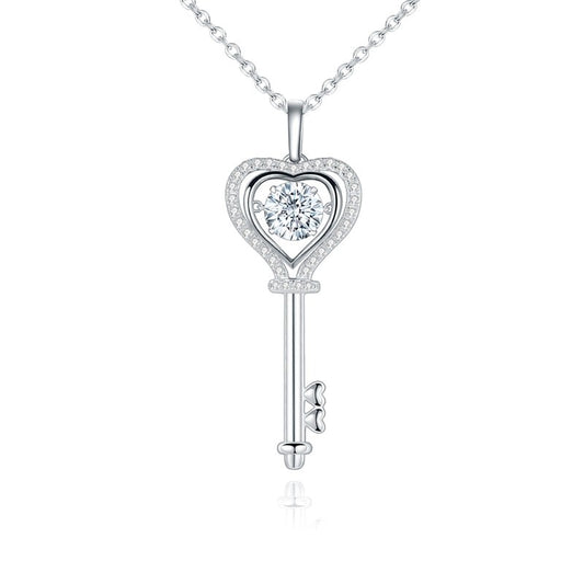 Key And Stone Pendant With A Moissanite Diamond