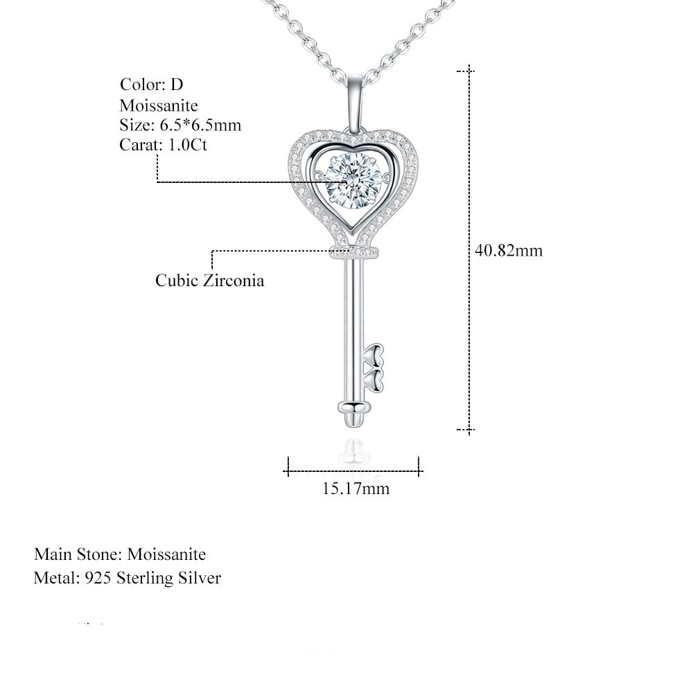 Key And Stone Pendant With A Moissanite Diamond details