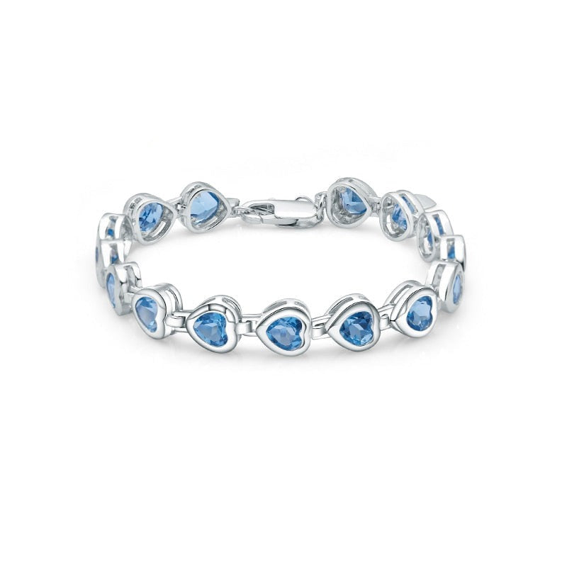 Swiss Blue Topaz Heart Chain Link Bracelet