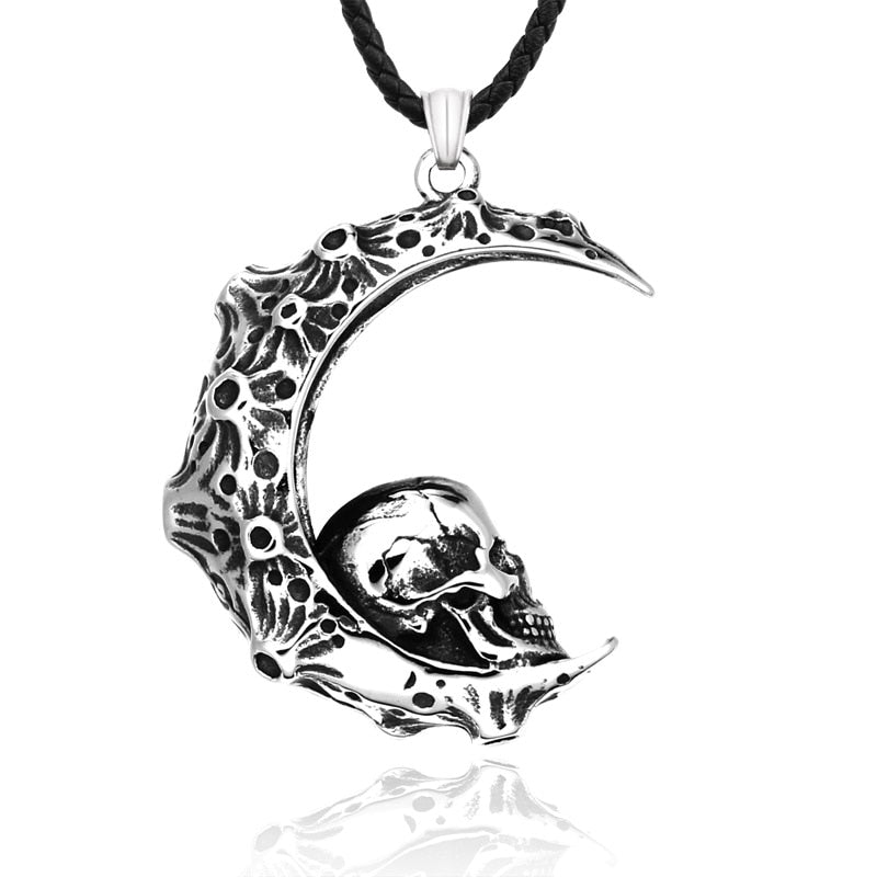 Crescent Moon And Skull Pendant