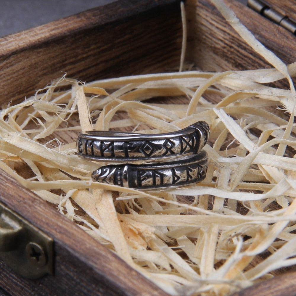 Twisted Viking Runic Rings side view