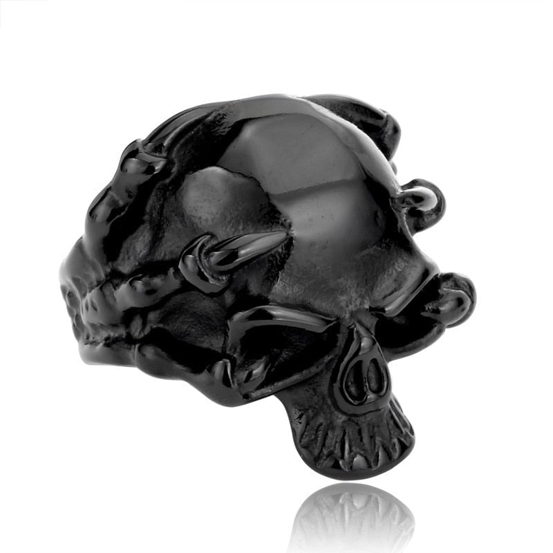 Claw Grasping Skull Head Ring