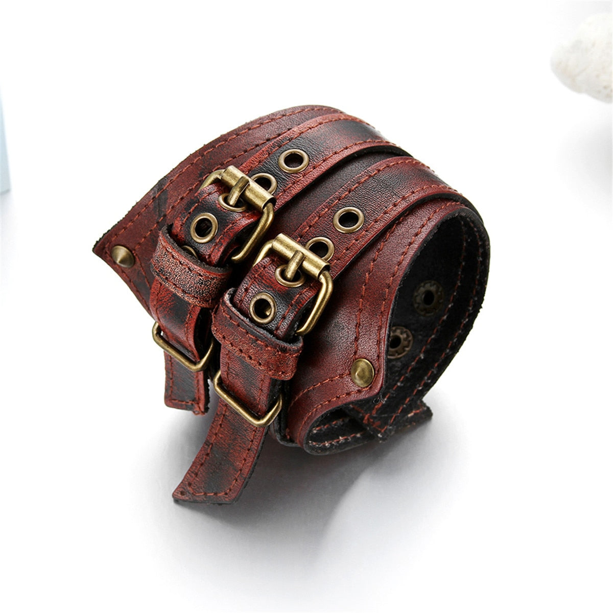 Genuine Leather Belt Buckle Cuff Bracelet side view