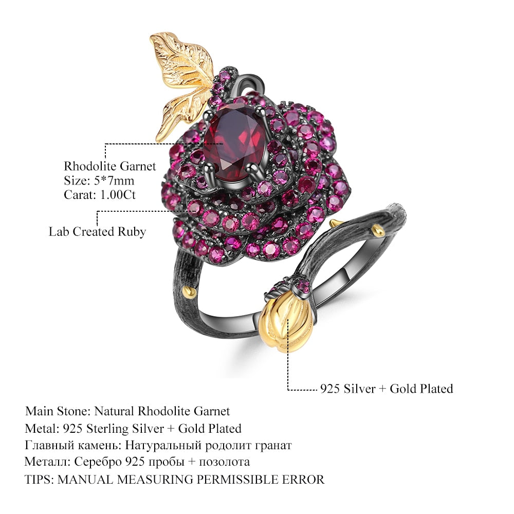 Rhodolite Garnet Gothic Rose Ring sizing