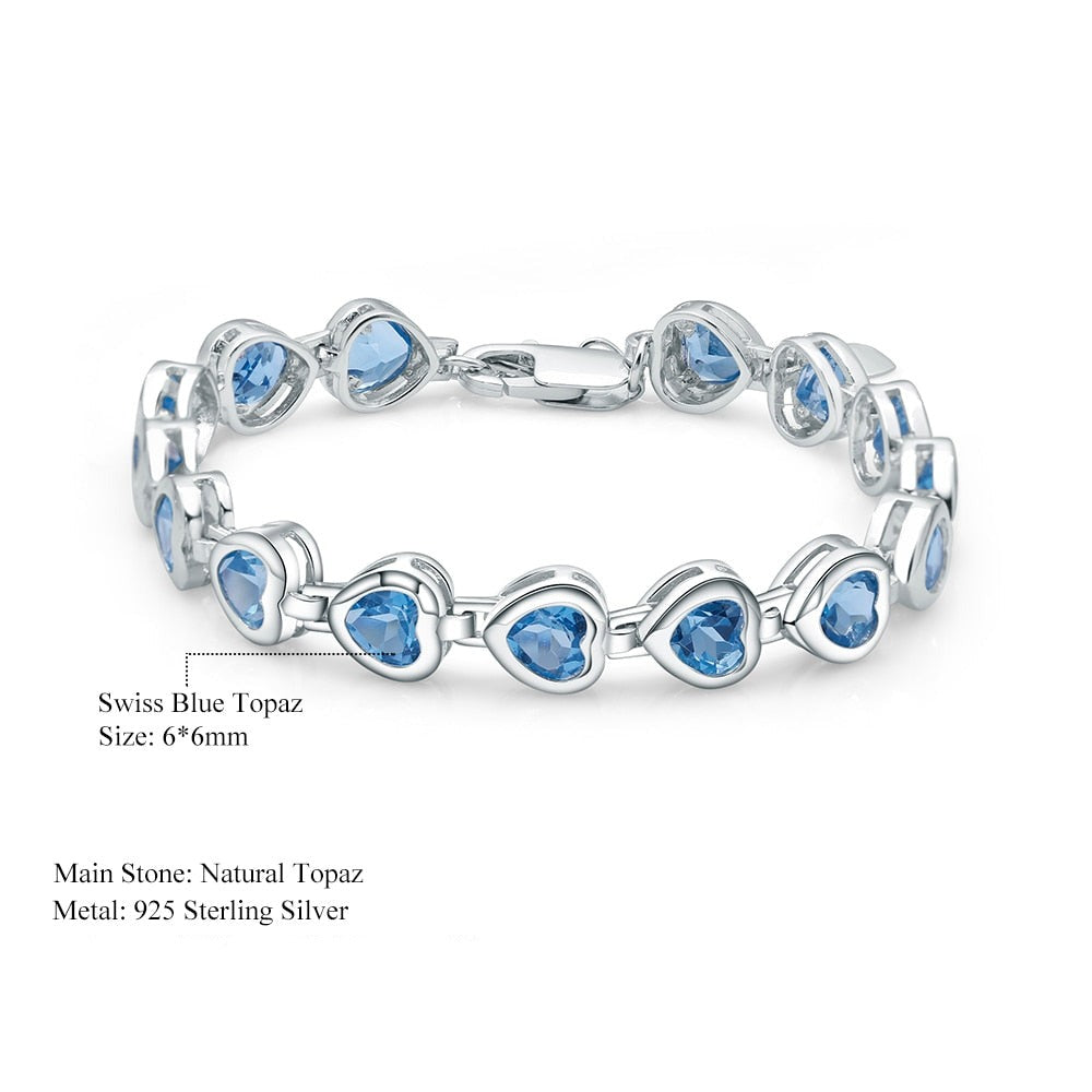 Swiss Blue Topaz Heart Chain Link Bracelet sizing