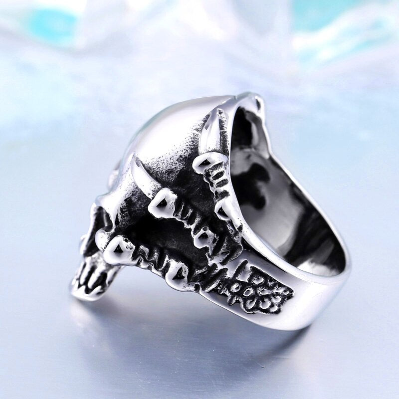 Claw Grasping Skull Head Ring