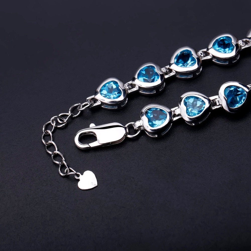 Swiss Blue Topaz Heart Chain Link Bracelet clasp