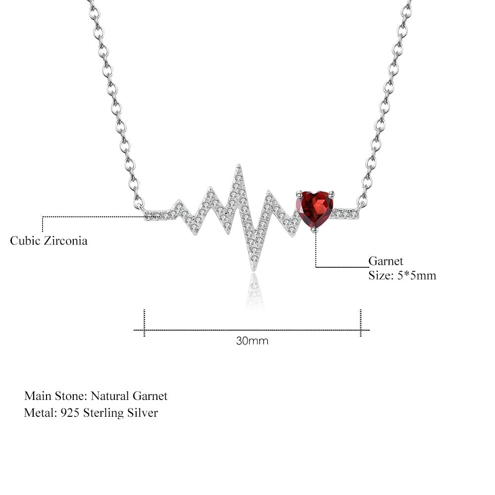 Red Garnet Heartbeat Pendant sizing