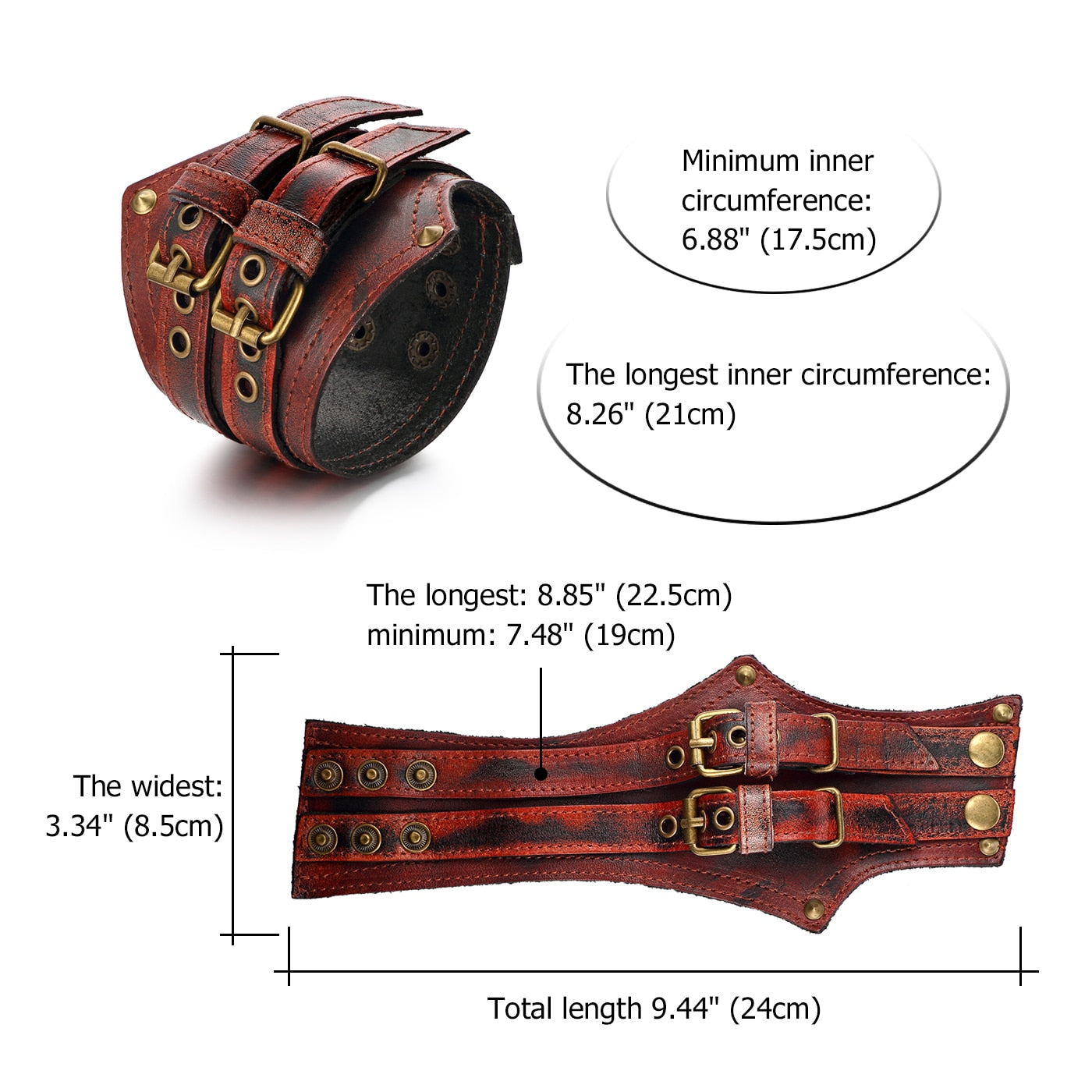 Genuine Leather Belt Buckle Cuff Bracelet isinzg