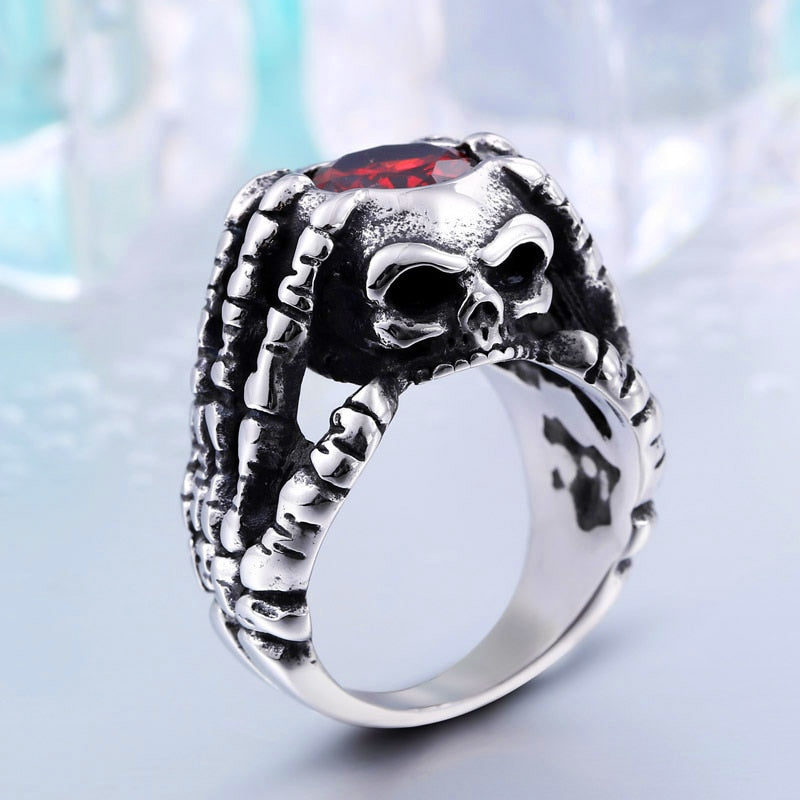 Skeleton Hands With Skull Head Ring