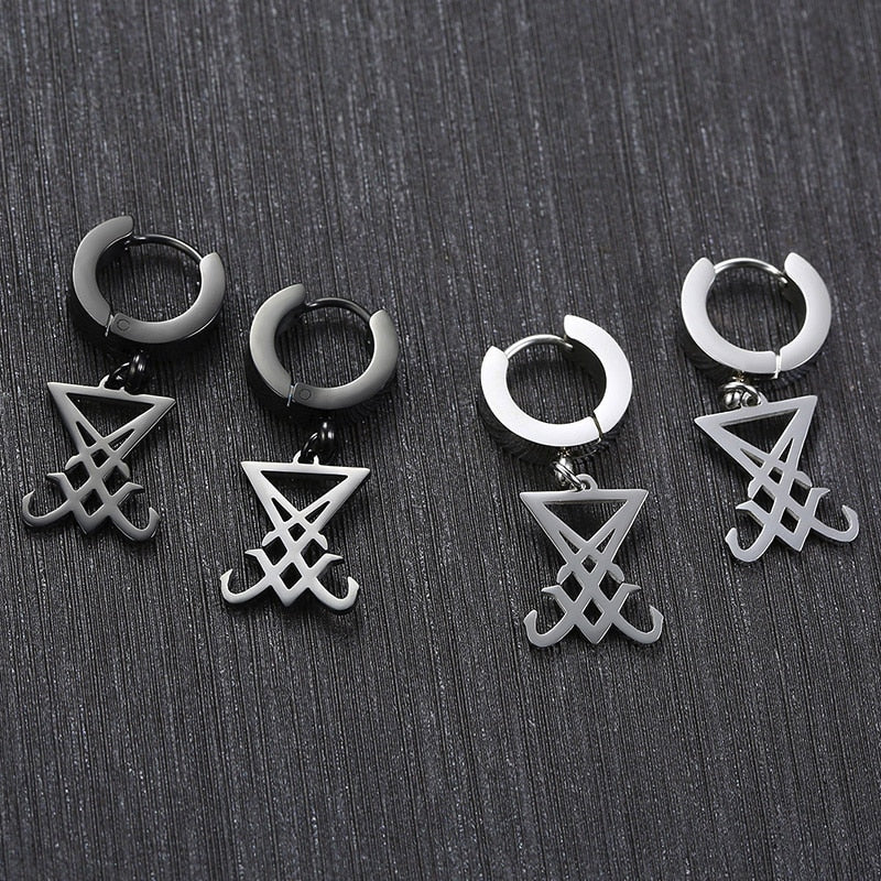 Sigil of Lucifer Dangle Earrings front view