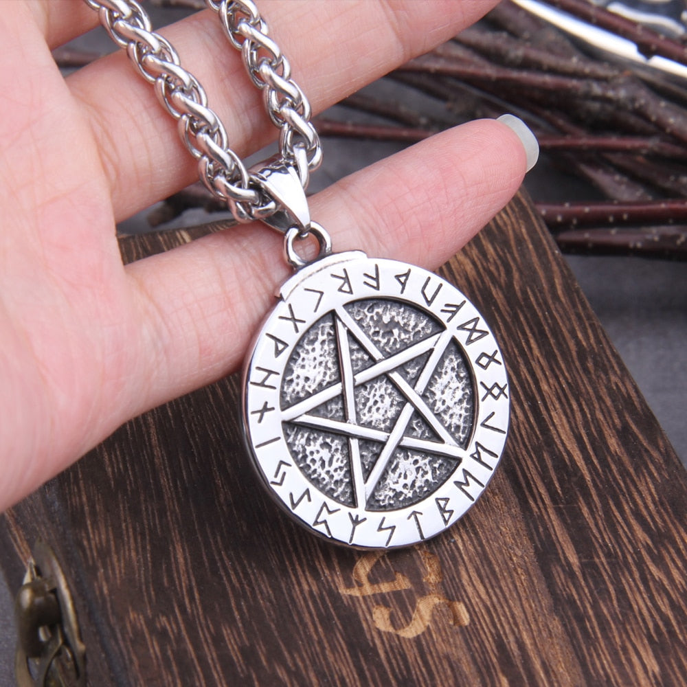 Runic Pentagram Pendant front view