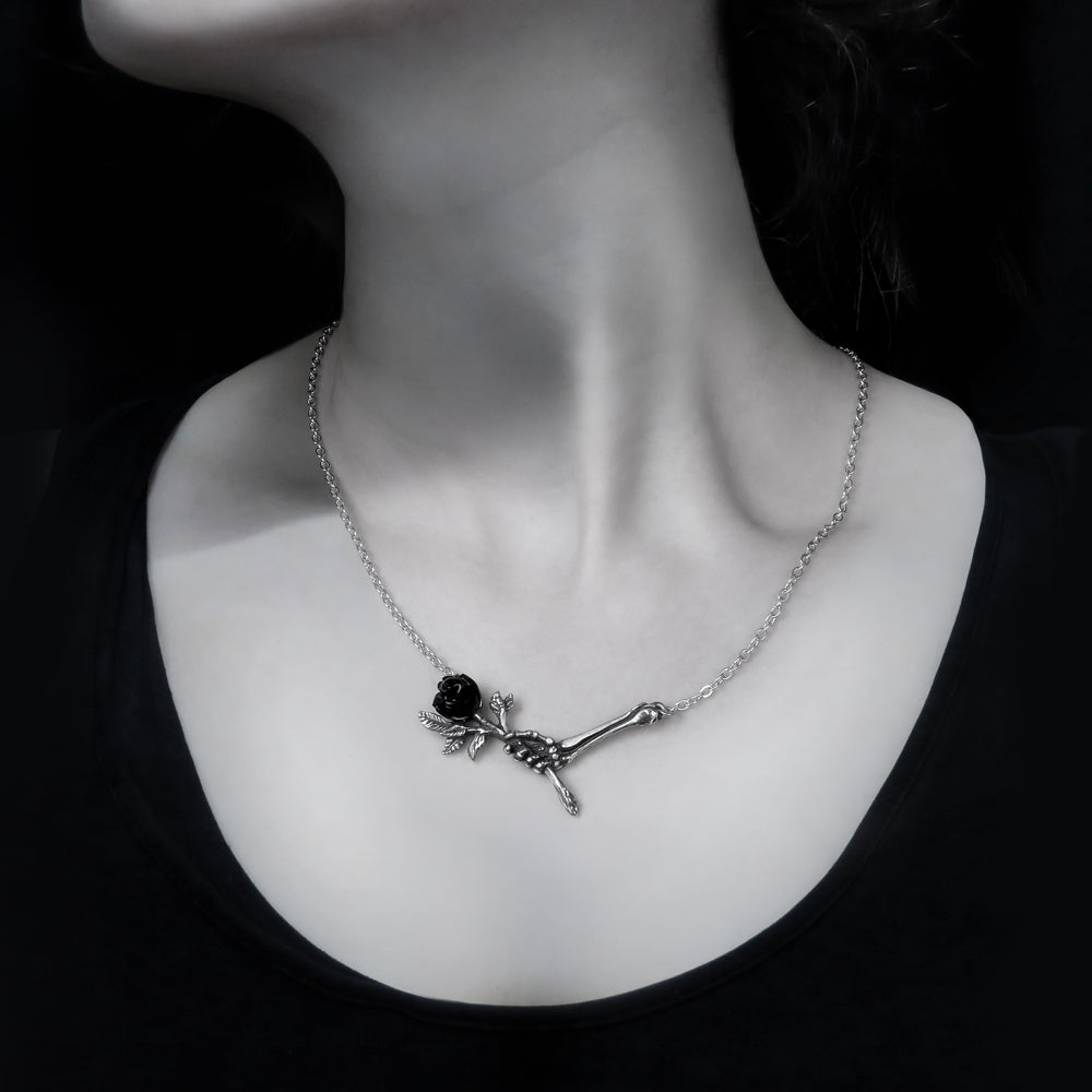 Lovers Rose Necklace on a woman