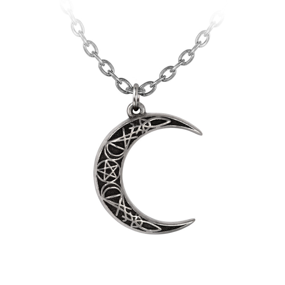 Magic Symbols Crescent Moon Pendant