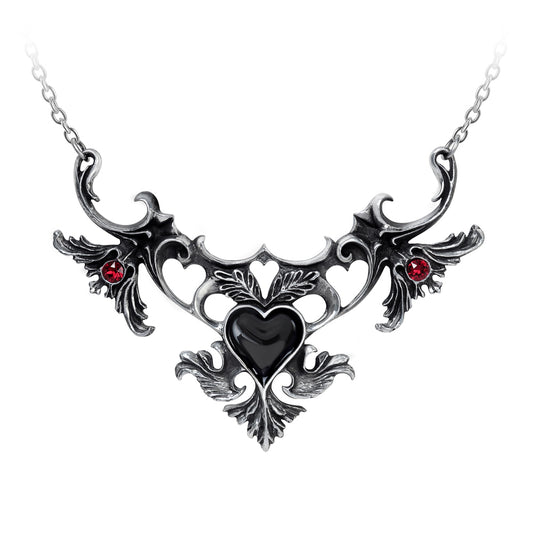 Royal Black Heart Necklace