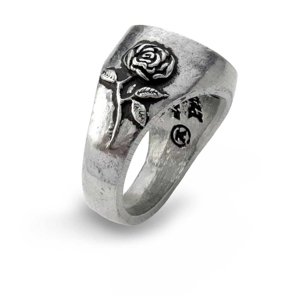 Pentagram And Alchemy Rose Ring side view