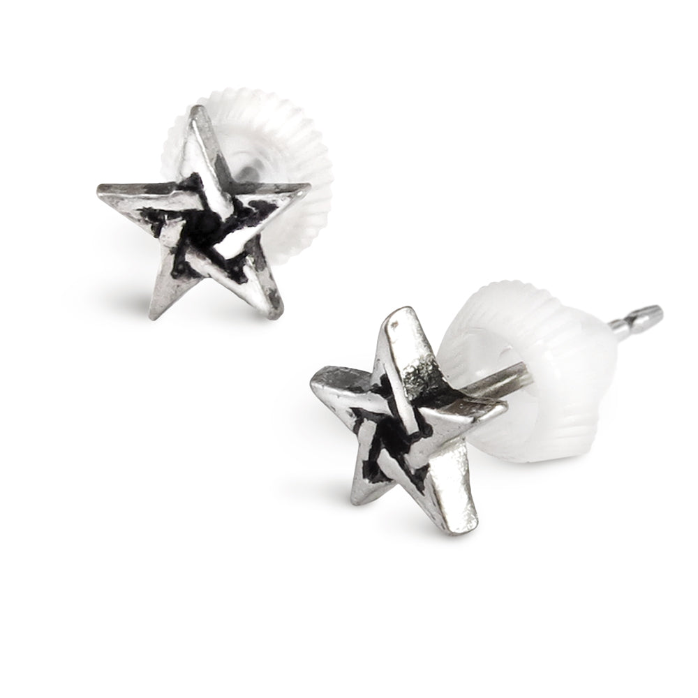 Pentagram Ear Studs sideview with back