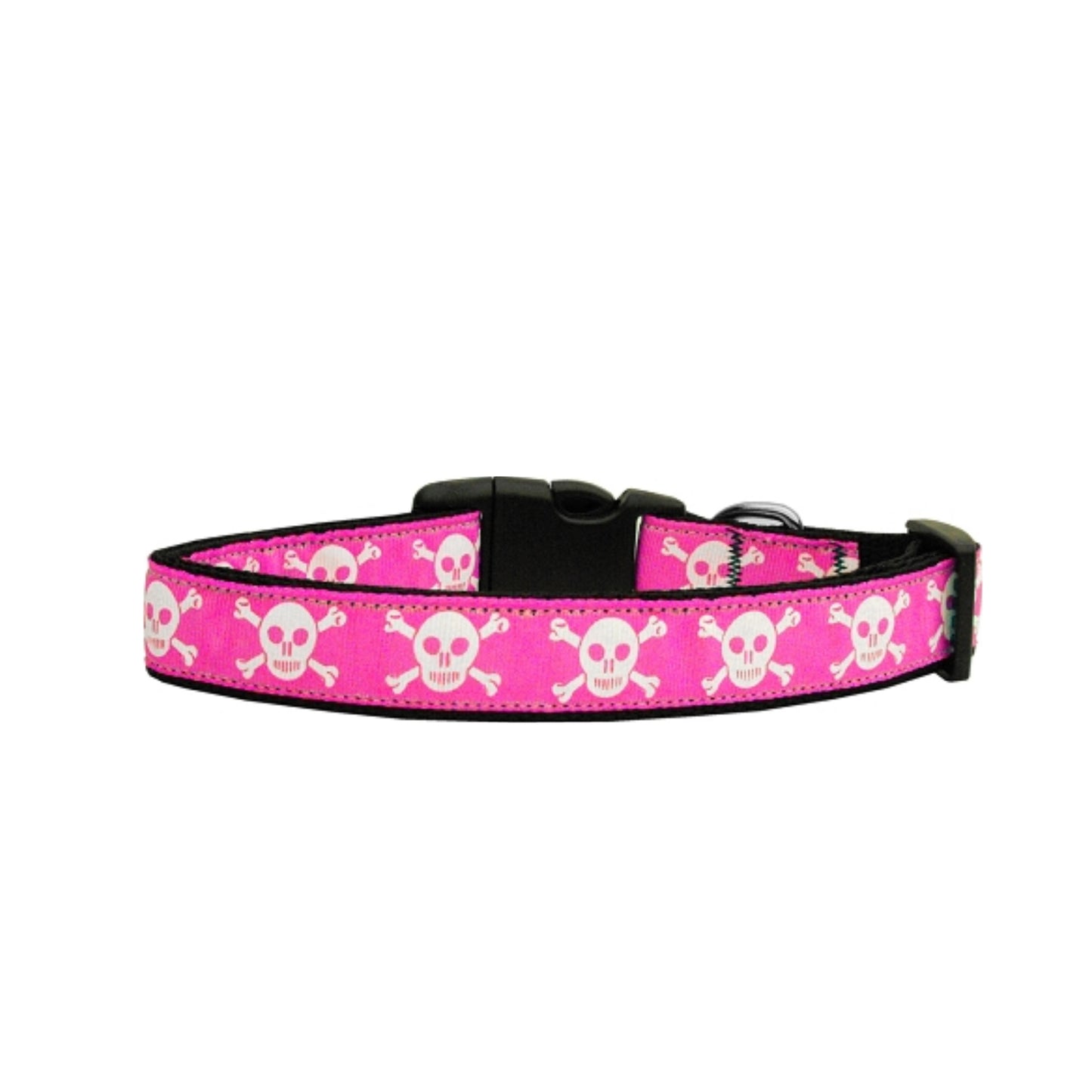 Pink Skull Nylon Dog Collar