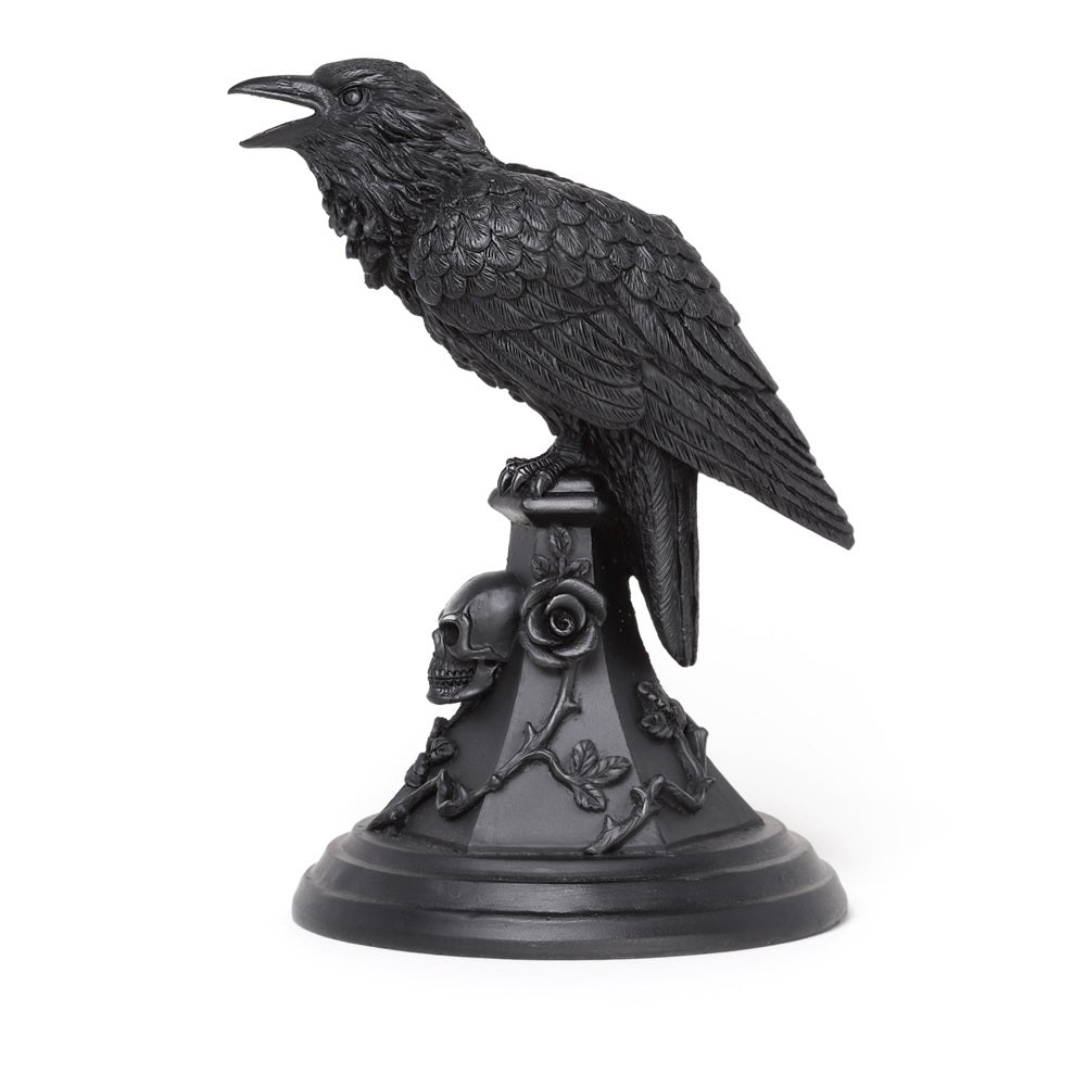 Raven Rose And Skull Nevermore Candle Holder left side view