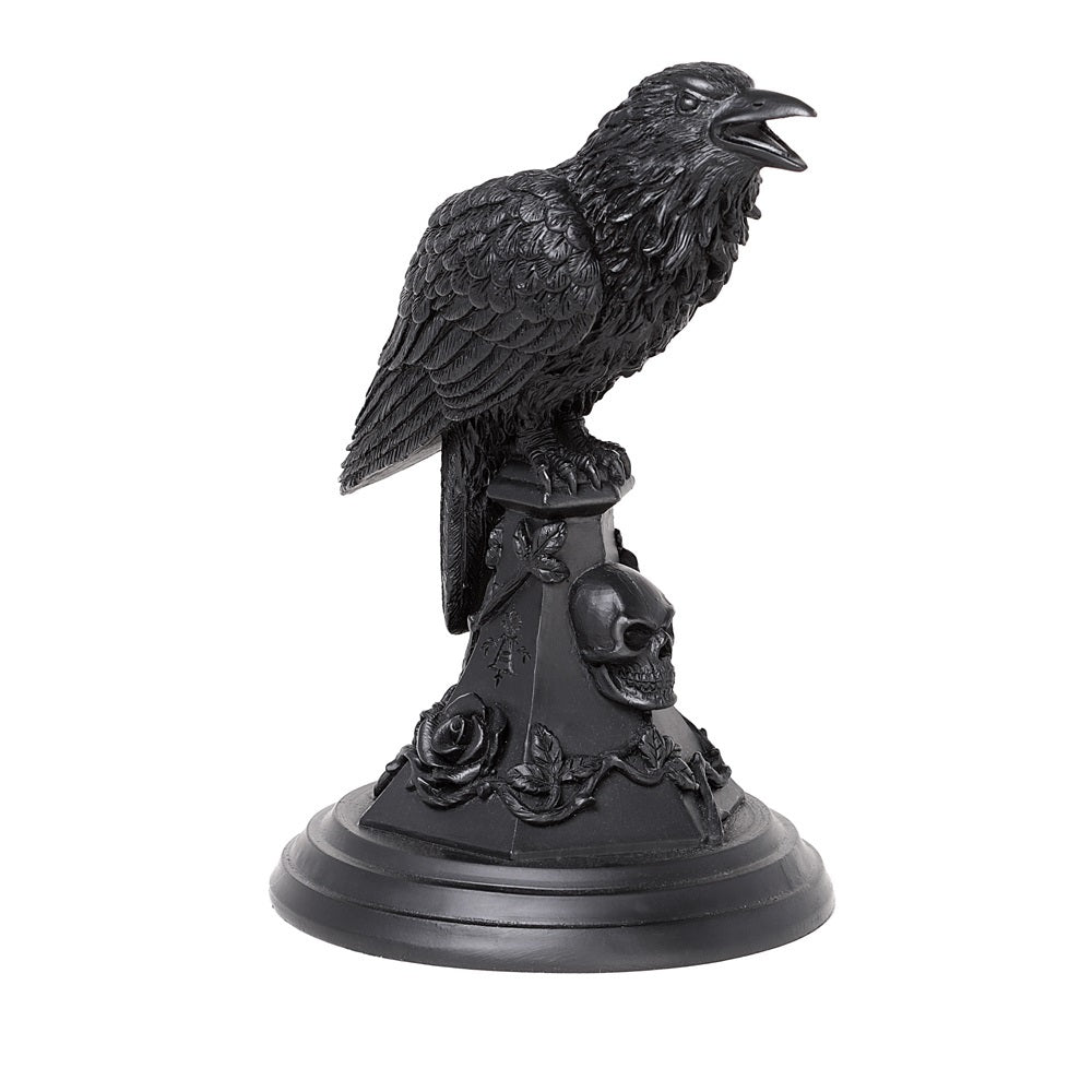 Raven Rose And Skull Nevermore Candle Holder right side view