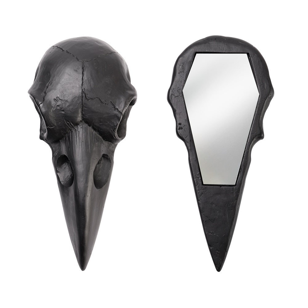 Raven Skull Hand Mirror black