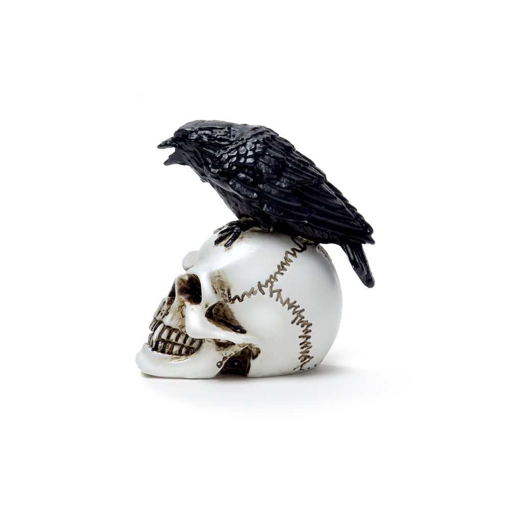 Raven And Skull Statue side view