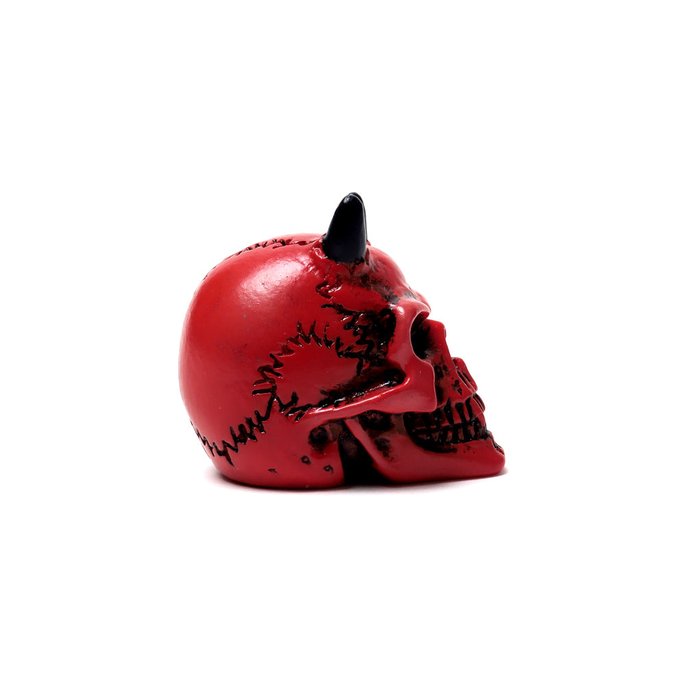 Red Demon Skull Statue side view