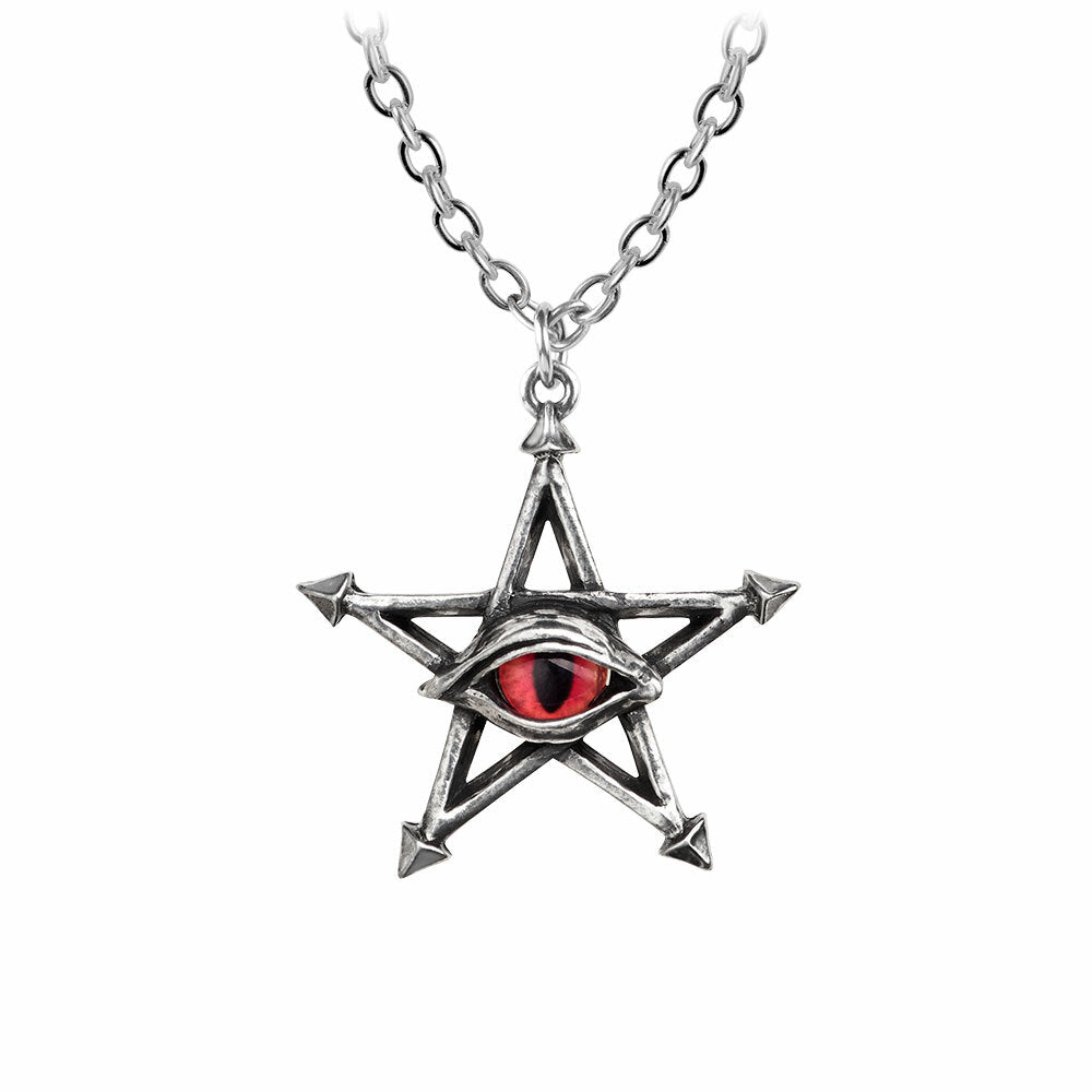 Red Eye Pentagram Pendant close up