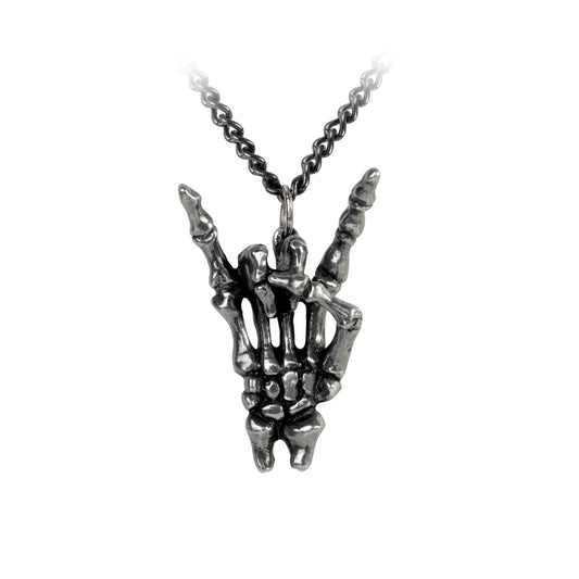 Rock On Skeleton Hand Necklace close up