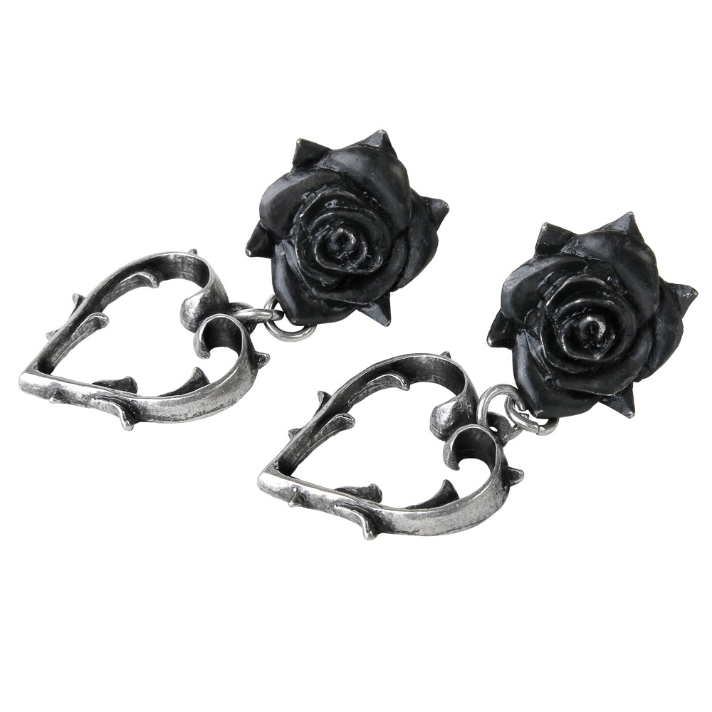 Rose And Thorn Heart Earrings sideview