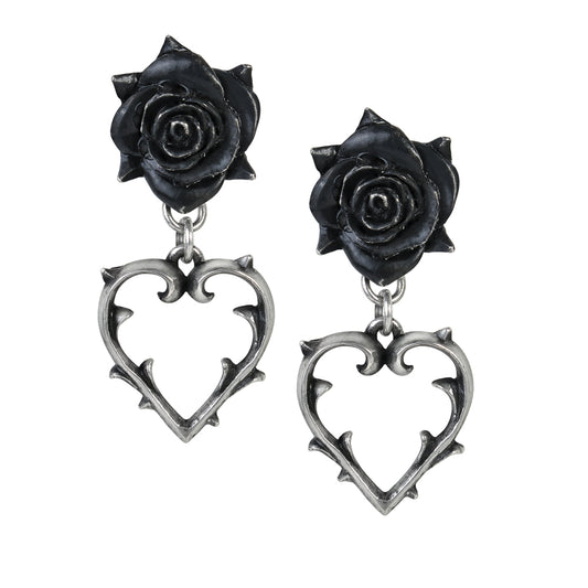 Rose And Thorn Heart Earrings frontview