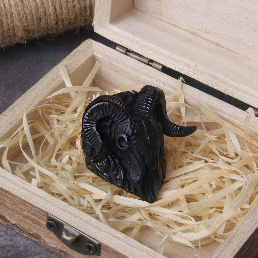 Baphomet Skull Ring black