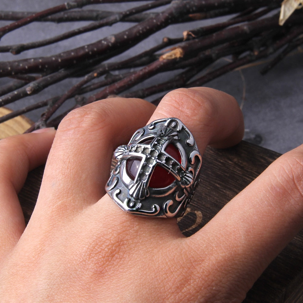 Royal Cross Ring on a hand