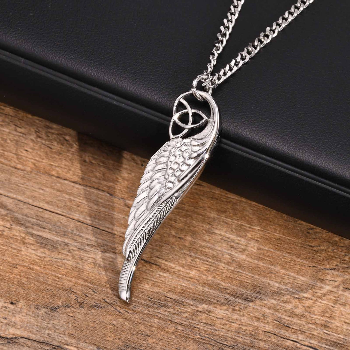 Knot Dark Angel Wing Pendant silver