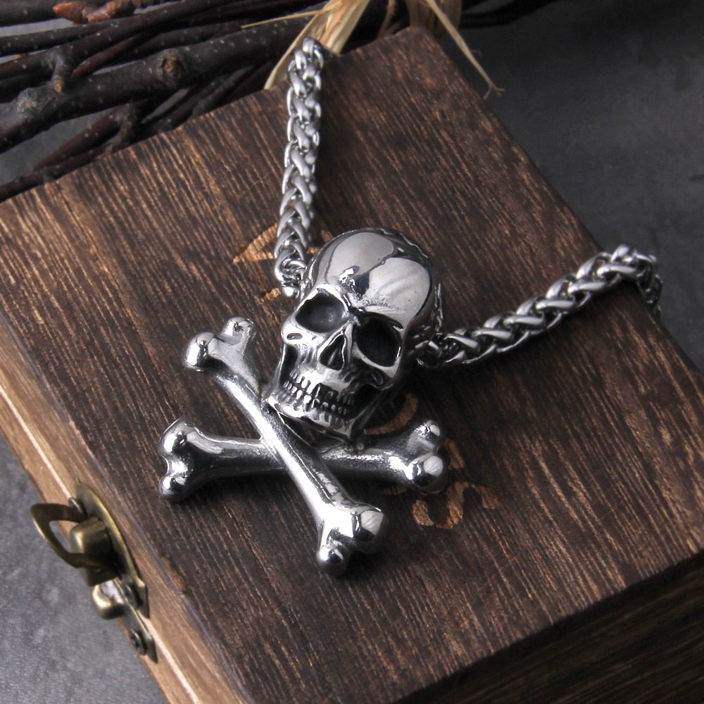 Skull And Cross Bones Necklace top view