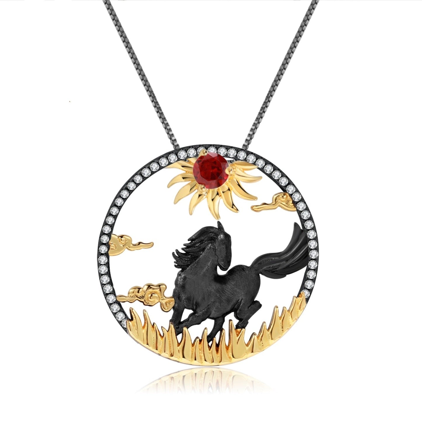 Dark Horse Natural Amethyst Gemstone Pendant