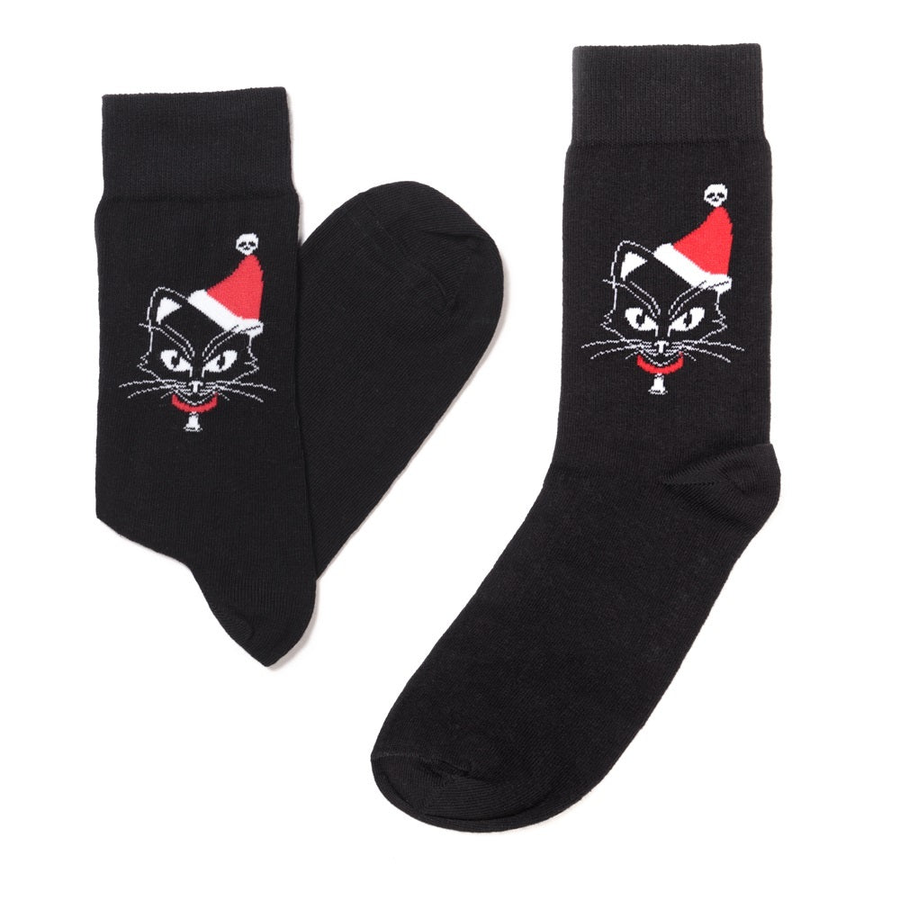 Santa Hat Cat Socks