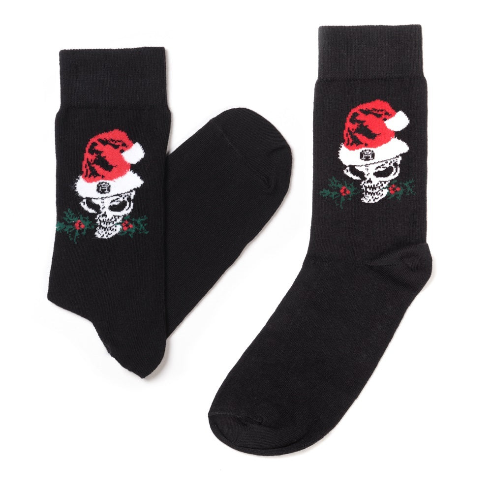 Santa Hat Skull Socks